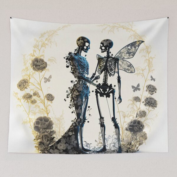 Item preview, Skeleton Couple in Love Holding Hands Valentines, Wedding, Anniversary, Birthday Funny Gift  designed and sold by CoyoteStudio.