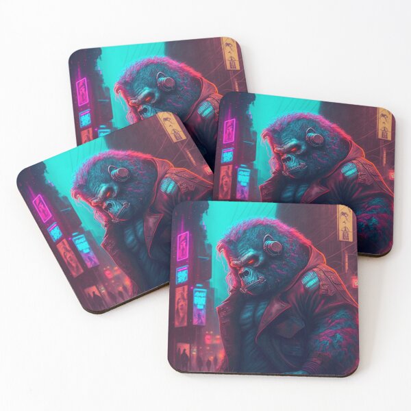 Item preview, Cyber-gorilla painting with neon effect designed and sold by DreamMeArt.