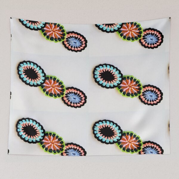 Item preview, 3 mandala crocheted - green blue pink black - handmade // designed and sold by Lillrose.