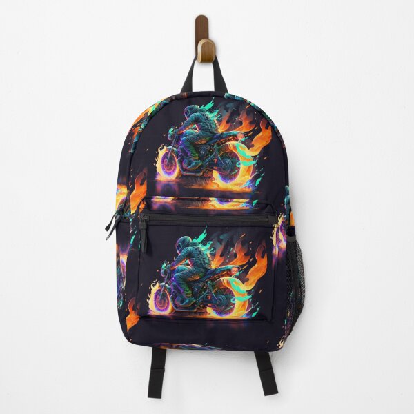 Item preview, Motorwheel painting on fire with neon effect designed and sold by DreamMeArt.