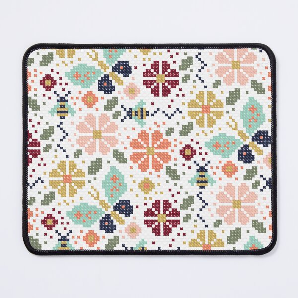 Item preview, Buzzy bees and flowers faux cross stitch designed and sold by MBCollections.