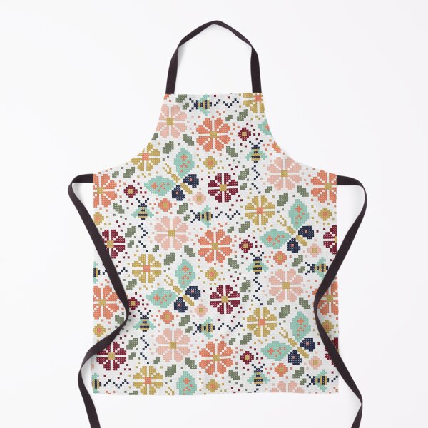 Item preview, Buzzy bees and flowers faux cross stitch designed and sold by MBCollections.