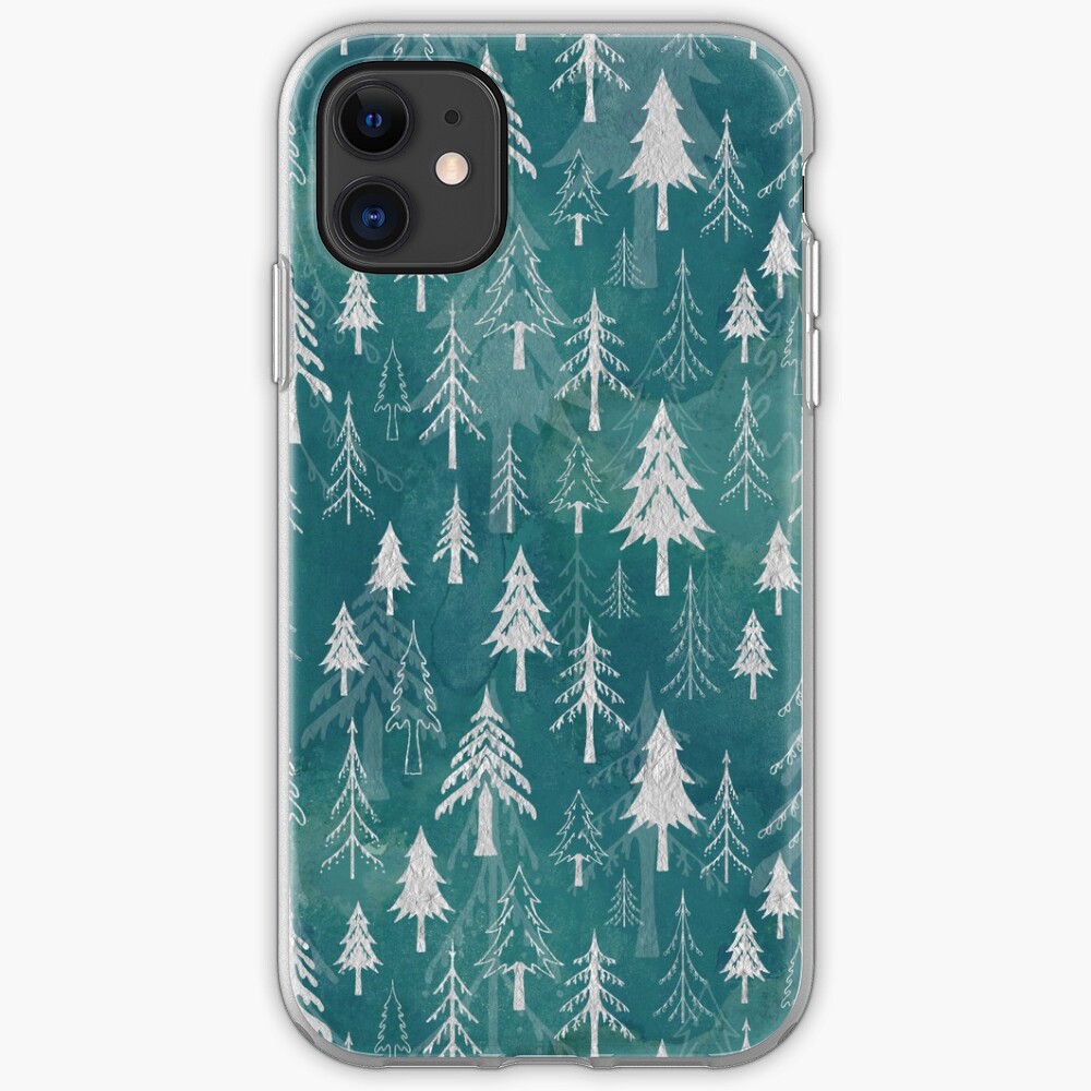 Christmas tree mix in arctic blues iPhone Case & Cover