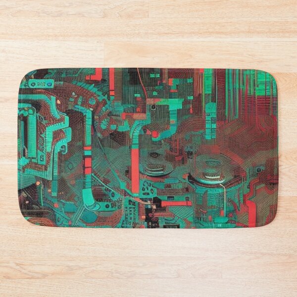 Item preview, Mechanical Patterns Container Connections, Red and Teal designed and sold by Canadamarsworks.
