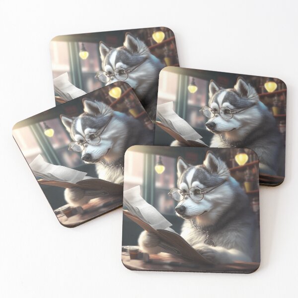 Item preview, Husky dog reading newspaper designed and sold by ARTeez⭐️⭐️⭐️⭐️⭐️.