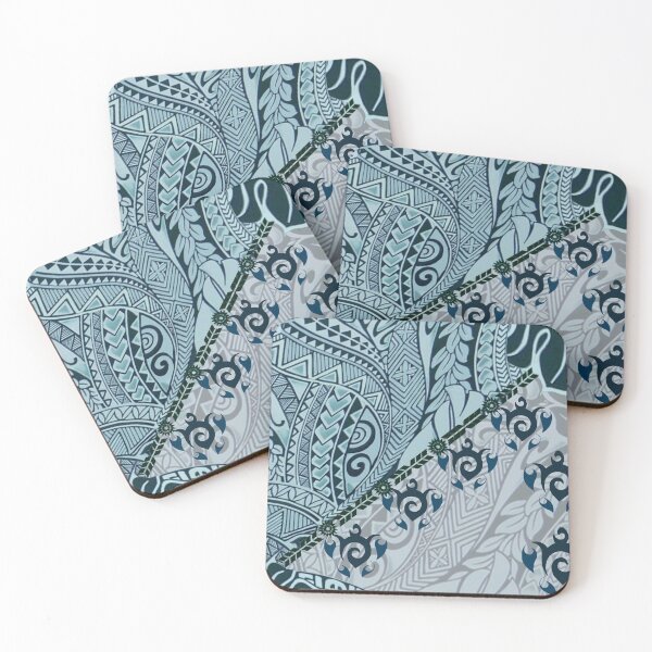 Item preview, awaiian Tapa Cloth: Blue Honu and Monstera Fusion designed and sold by J Marielle Designs.