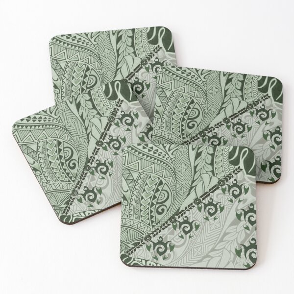 Item preview, Hawaiian Tapa Cloth: Green Honu and Monstera Fusion designed and sold by J Marielle Designs.