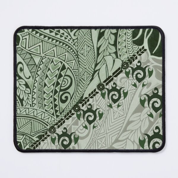 Item preview, Hawaiian Tapa Cloth: Green Honu and Monstera Fusion designed and sold by J Marielle Designs.