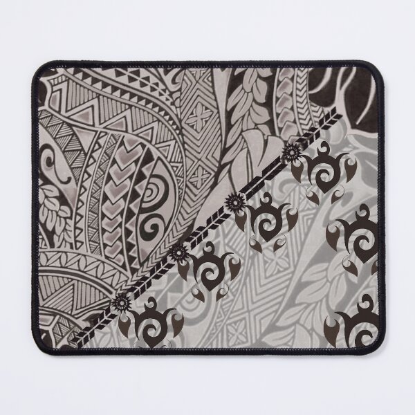 Item preview, Hawaiian Tapa Cloth: Taupe Honu and Monstera Fusion designed and sold by J Marielle Designs.