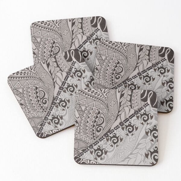 Item preview, Hawaiian Tapa Cloth: Taupe Honu and Monstera Fusion designed and sold by J Marielle Designs.