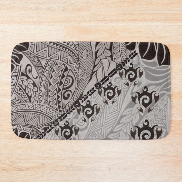 Item preview, Hawaiian Tapa Cloth: Taupe Honu and Monstera Fusion designed and sold by J Marielle Designs.