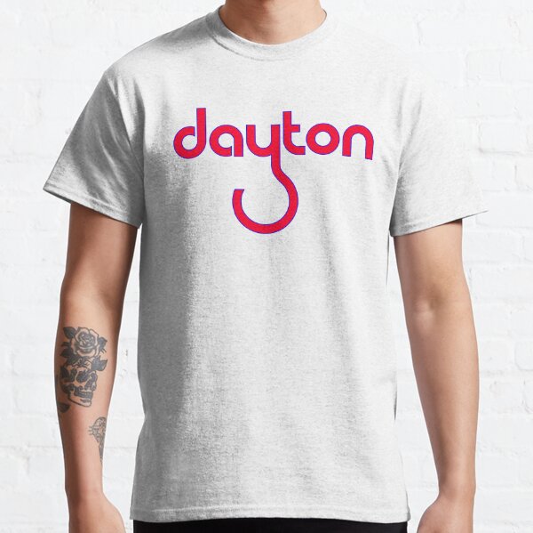 80s Dayton Football Logo - Solid Red with Blue Outline Classic T-Shirt