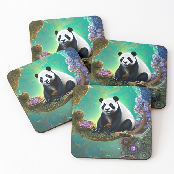 Item preview, Panda Bear Relaxing in a Mystical Forest Filled with Gems designed and sold by GearGirlNJ.