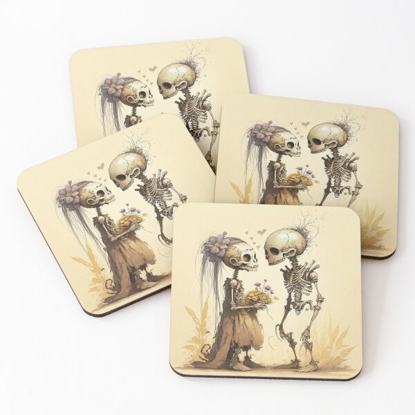 Item preview, Skeleton Couple in Love Hearts Valentines, Wedding, Anniversary, Birthday Funny Gift  designed and sold by CoyoteStudio.
