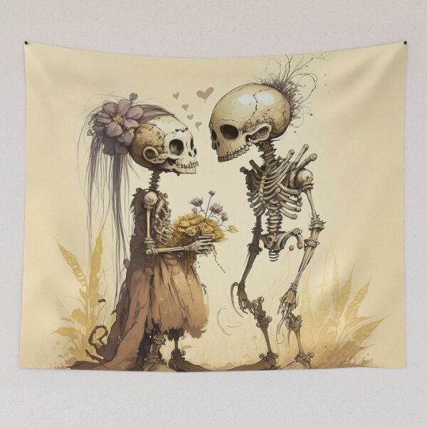 Item preview, Skeleton Couple in Love Hearts Valentines, Wedding, Anniversary, Birthday Funny Gift  designed and sold by CoyoteStudio.