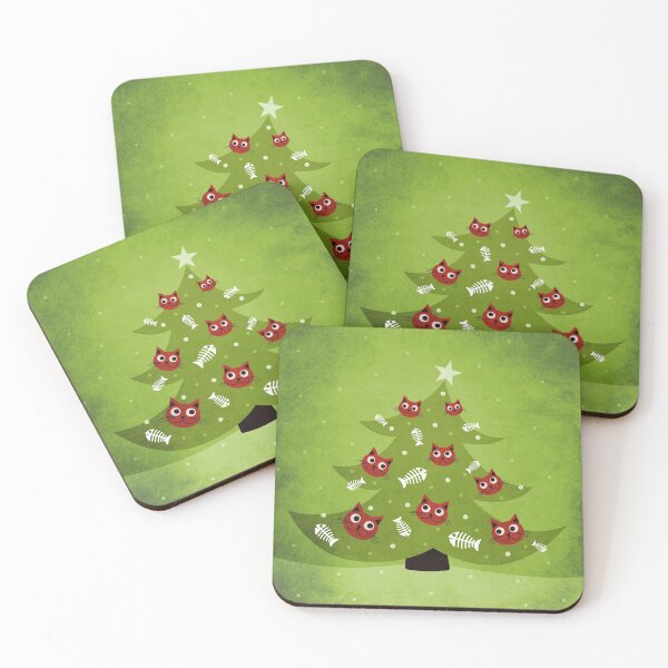 Item preview, Cat Christmas Tree With Funny Kitty Heads And Fishbone Ornaments designed and sold by Boriana Giormova.