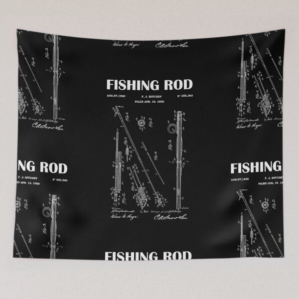 Item preview,  1900 Fishing Reel Patent - Fishing Rod patent blueprint- vintage drawing art- black chalkboard - green chalkboard designed and sold by ismdesigner.