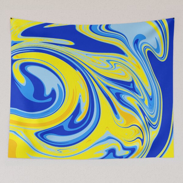Item preview, Yellow and Super Blue Abstract Liquid Artwork designed and sold by patternsoup.
