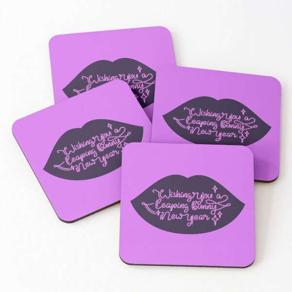 Item preview, Smiley Lips Wishing You a Leaping Bunny New Year - Pink Edition designed and sold by GardeniaDurian.