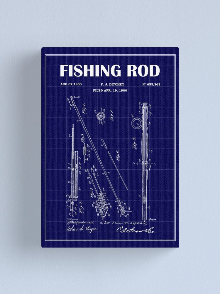 Fishing Tackle Vintage Patent Blueprint - Canvas Wall Art