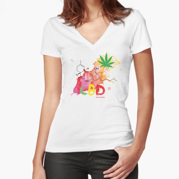 CBD Splash Fitted V-Neck T-Shirt