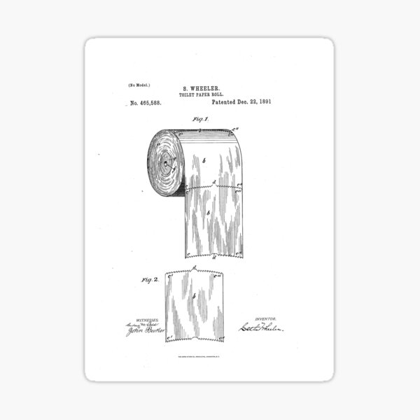 "Toilet Paper Roll Patent Drawing" Sticker for Sale by HirokazuKoreeda
