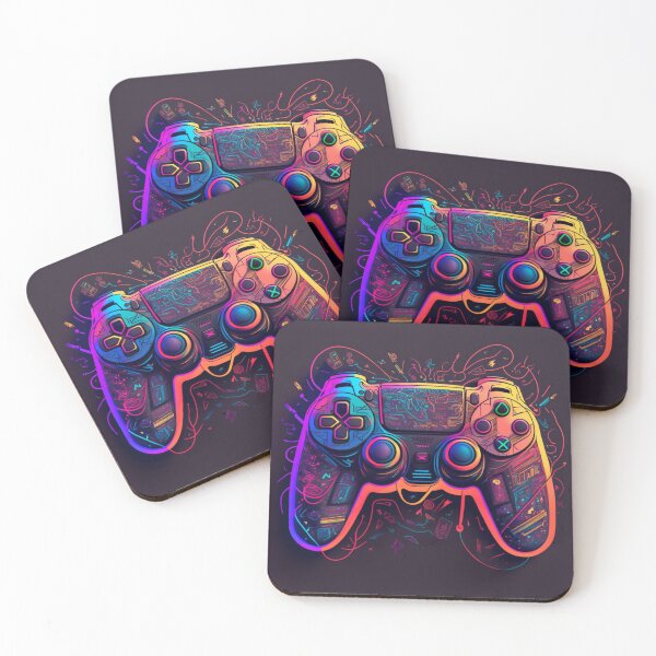 Item preview,  PS5 controller in concept art with neon effect (version 2) designed and sold by DreamMeArt.