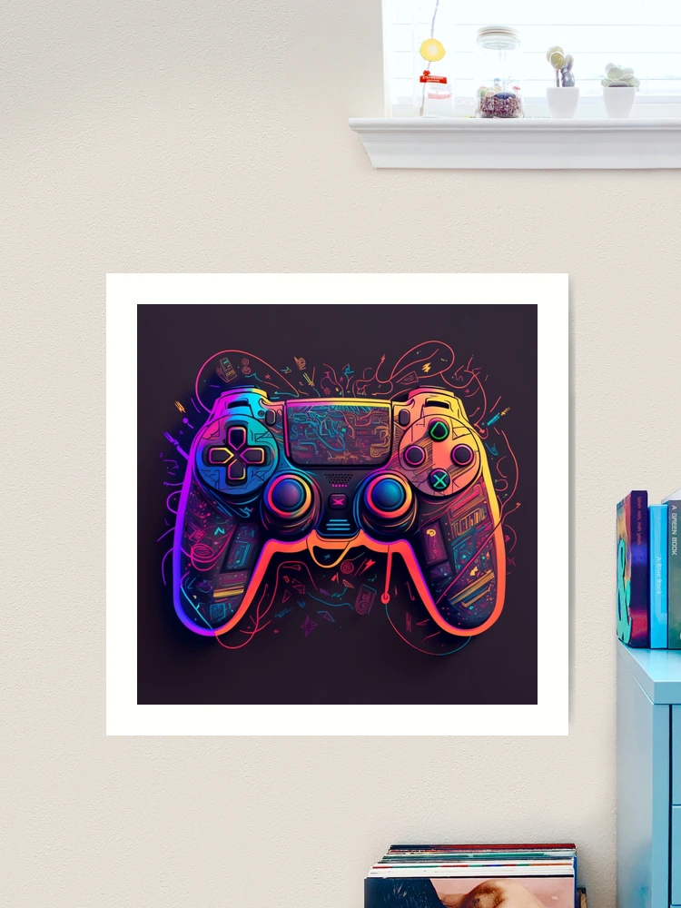 PS5 controller in concept art with neon effect (version 2)