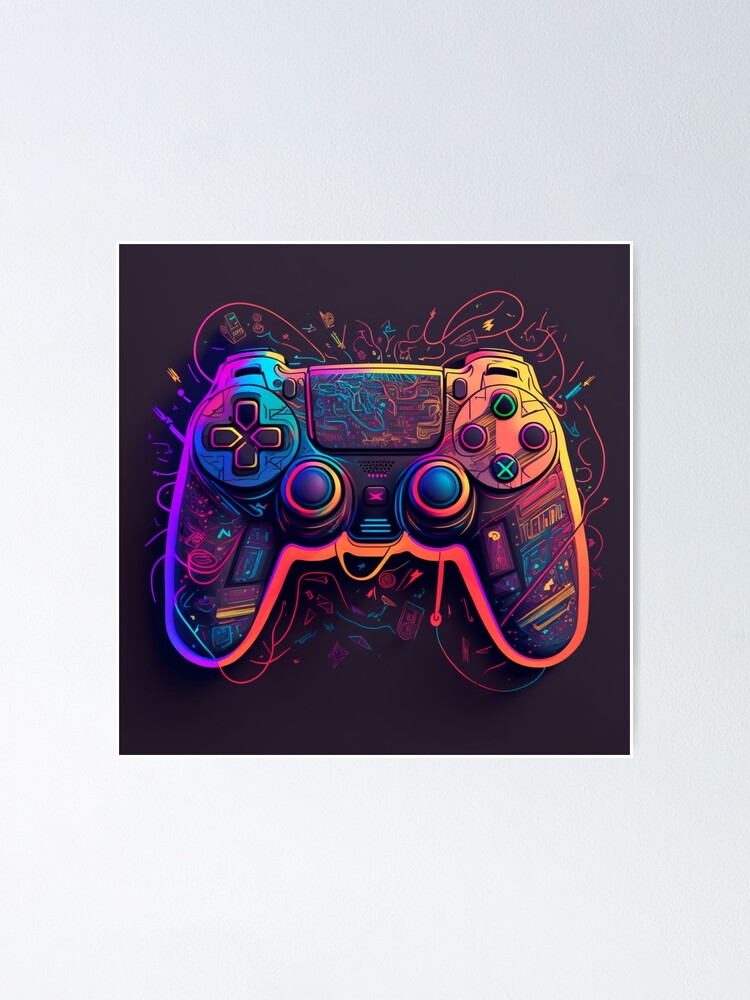 Gaming gamer controller games control pad red neon  Poster for Sale by  lukedwyerartist
