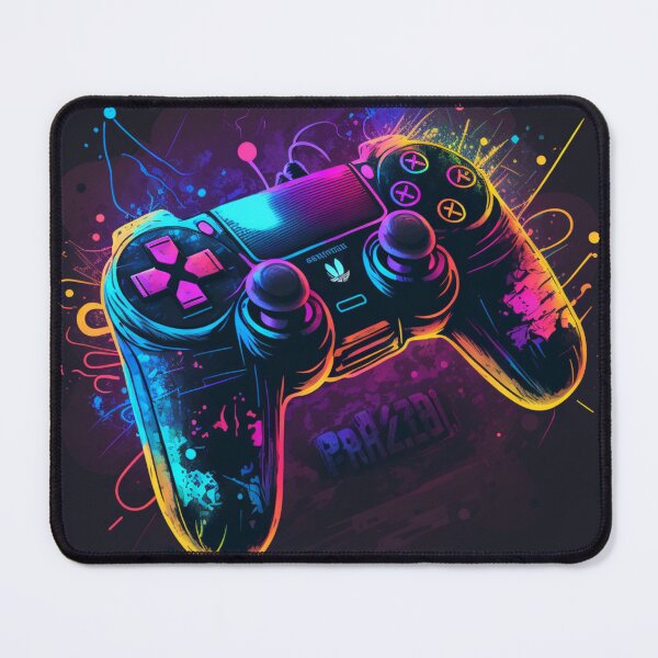 Item preview, PS5 controller in concept art with neon effect (version 3) designed and sold by DreamMeArt.
