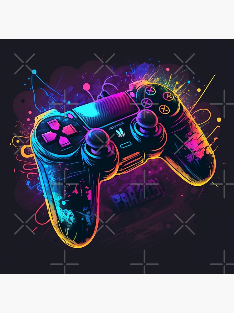 PS5 controller in concept art with neon effect (version 3) Canvas Print by  DreamMeArt