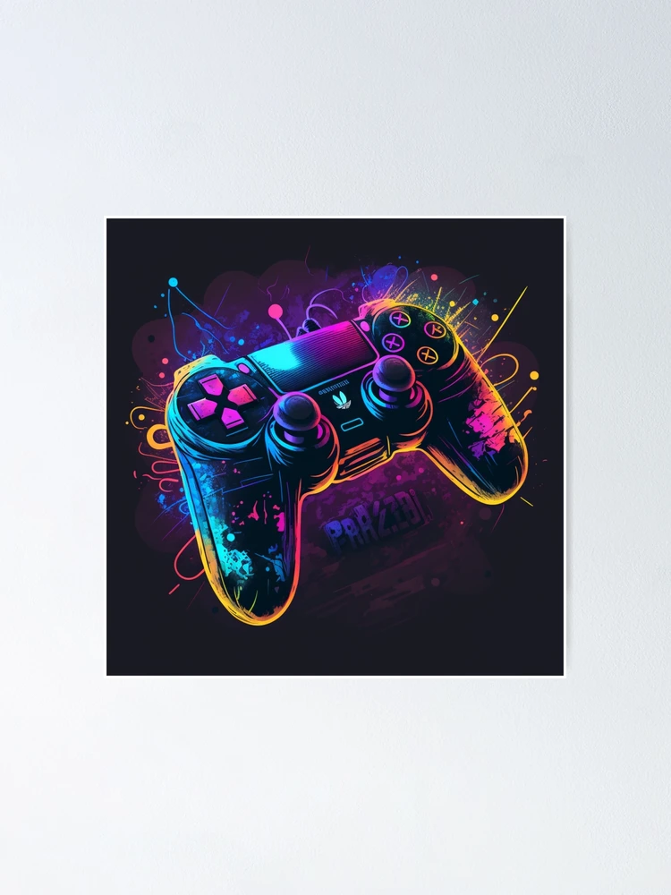 PS5 controller in concept art with neon effect (version 3)