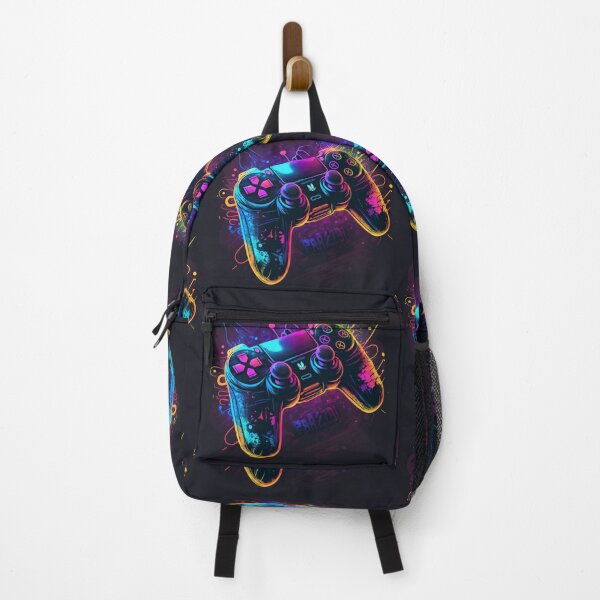 Item preview, PS5 controller in concept art with neon effect (version 3) designed and sold by DreamMeArt.
