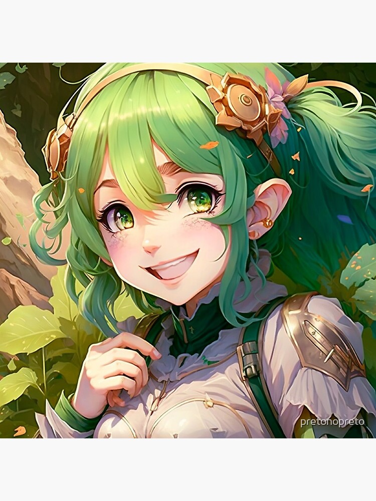 Premium Vector  Pixel character elf with green hair cute anime girl
