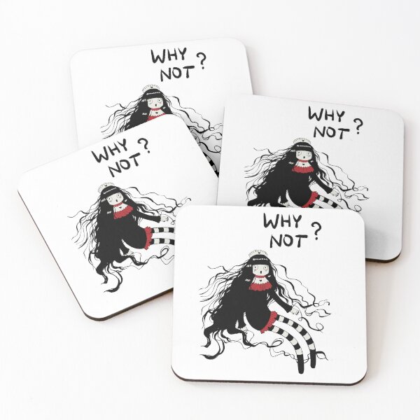 Item preview, Why Not Horror Punk Cartoon Girl Black White Red designed and sold by doodlingjay.