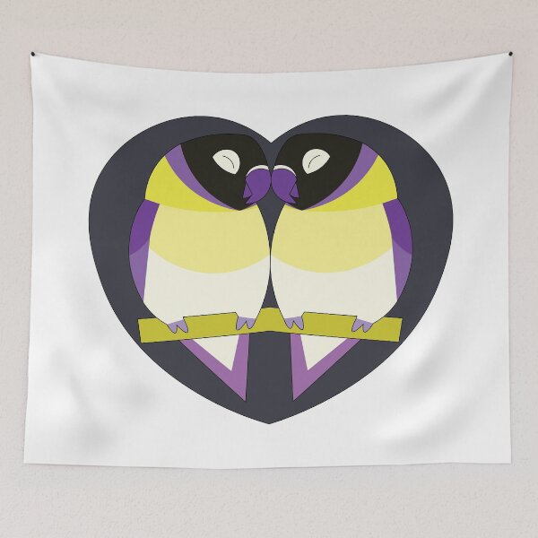 Item preview, Nonbinary Pride Lovebirds designed and sold by nolessjess.