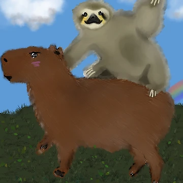 Artwork thumbnail, Sloth Riding Capybara by Veakari