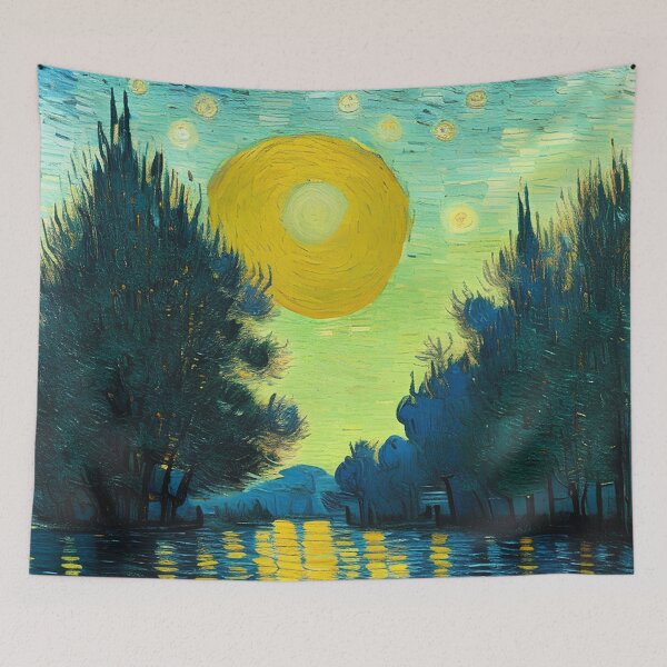 Item preview, Sunset at the Lake Vincent Van Gogh Inspired art designed and sold by ArtsyWishesShop.