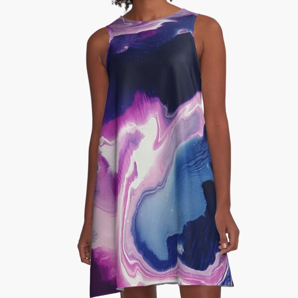 Oysters, acrylic pouring medium A-Line Dress