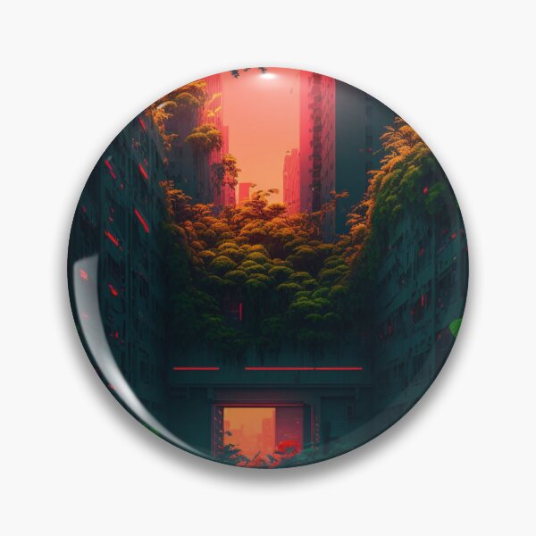 Item preview, neon city overgrown by plants designed and sold by TheArtfulNook.