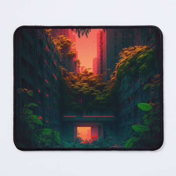 Item preview, neon city overgrown by plants designed and sold by TheArtfulNook.