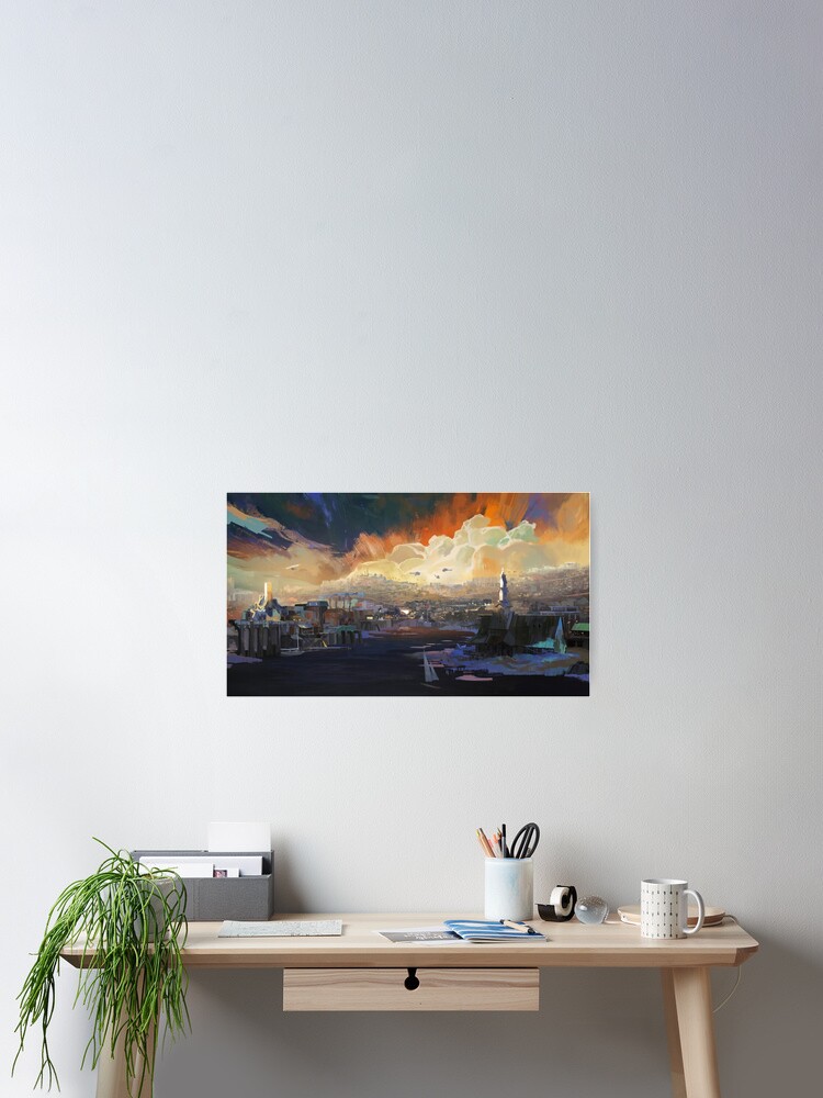 Thumbnail 2 of 3, Poster, Skyline designed and sold by TooTiredToLive.