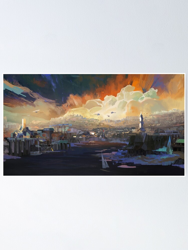 Thumbnail 1 of 3, Poster, Skyline designed and sold by TooTiredToLive.