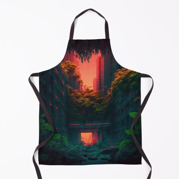 Item preview, neon city overgrown by plants designed and sold by TheArtfulNook.