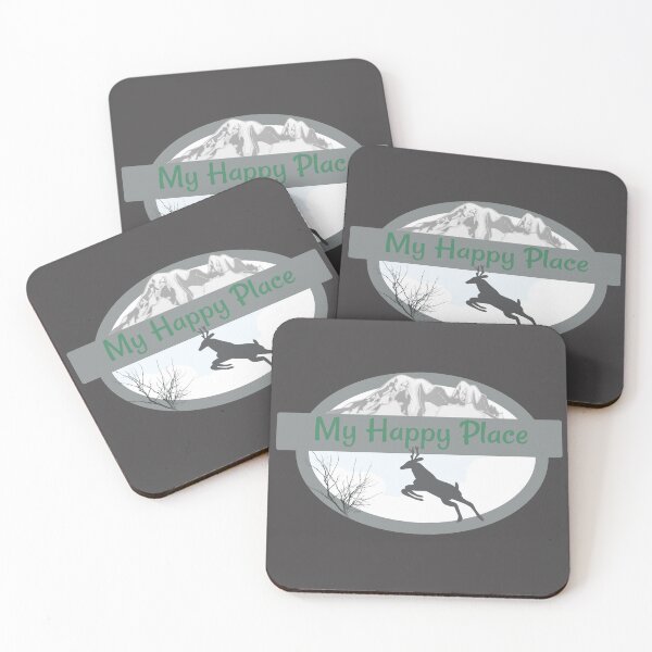 Item preview, My Happy Place with Mountains Woods Deer designed and sold by lbgearhart.
