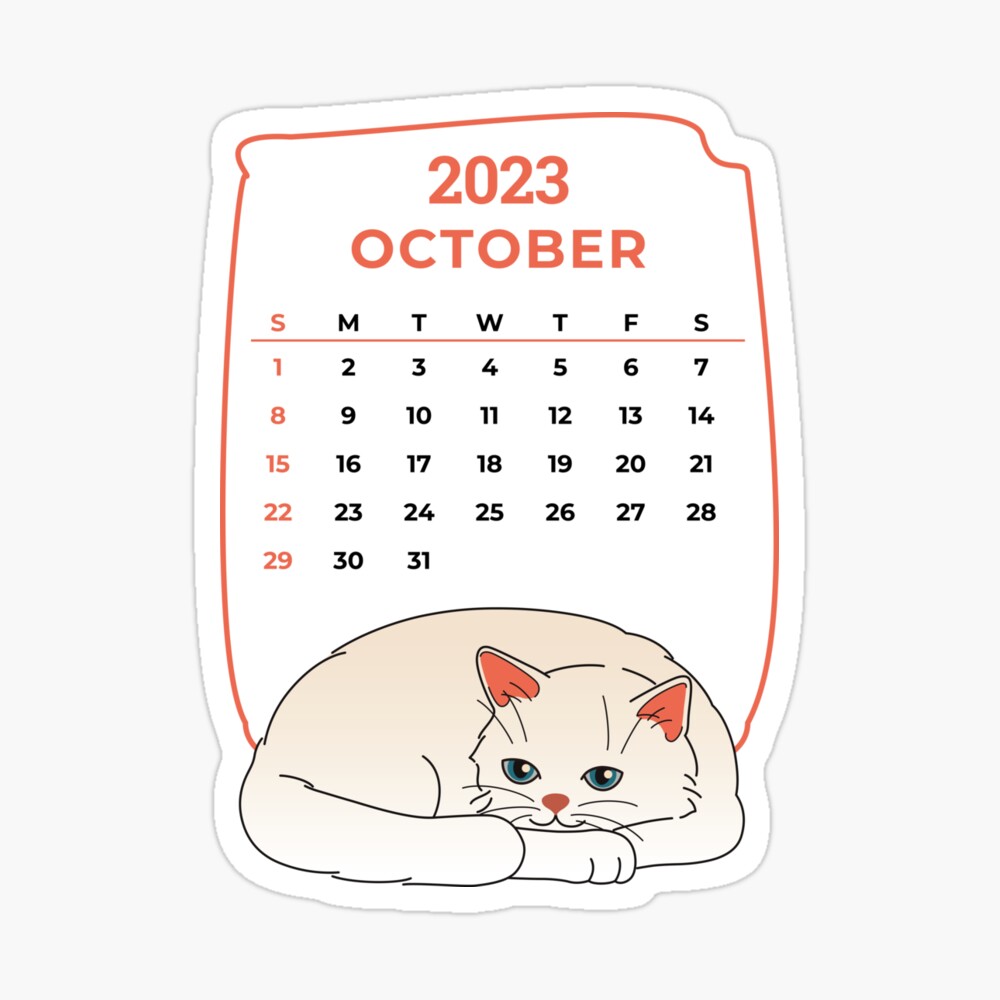 Cute Cats Calendar 2024, October 2024 Calendar For Cat Lovers ...