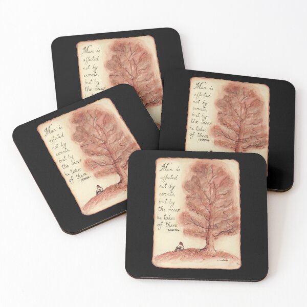 Item preview, Quote Card #3 - Seneca - Man is affected not by events but by the view he takes of them - Sitting under an oak tree designed and sold by WordsOf--Wisdom.