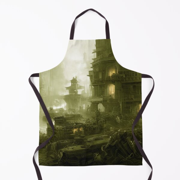 Item preview, Yellow steampunk city, post apocalyptic fantasy street landscape designed and sold by Chardo55.