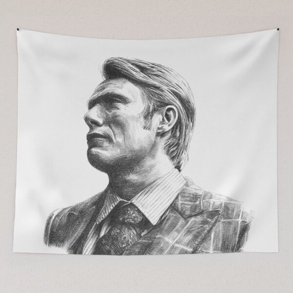 Item preview, Hannibal Art Print, Mads Mikkelsen Art, Hannibal Drawing designed and sold by Rachel Felicity  Art.