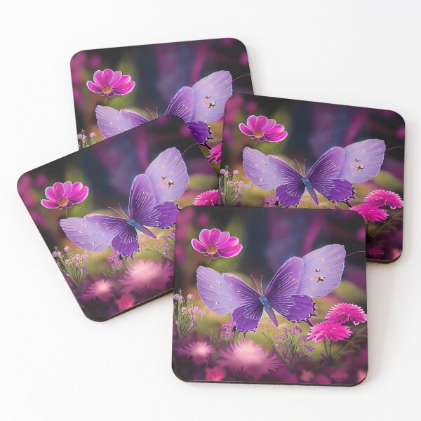 Item preview, a purple butterfly flying over a field of flowers designed and sold by DesignAtYO.